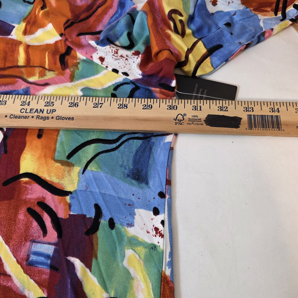 Ali Miles Womens 3X Multicolor Paint Stroke Tunic Top Drawstring Sleeve Artsy V - Picture 10 of 15